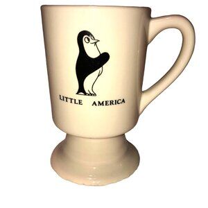 Vintage Little America Penguin Logo Footed Coffee Mug Restaurant Ware HWY I-80